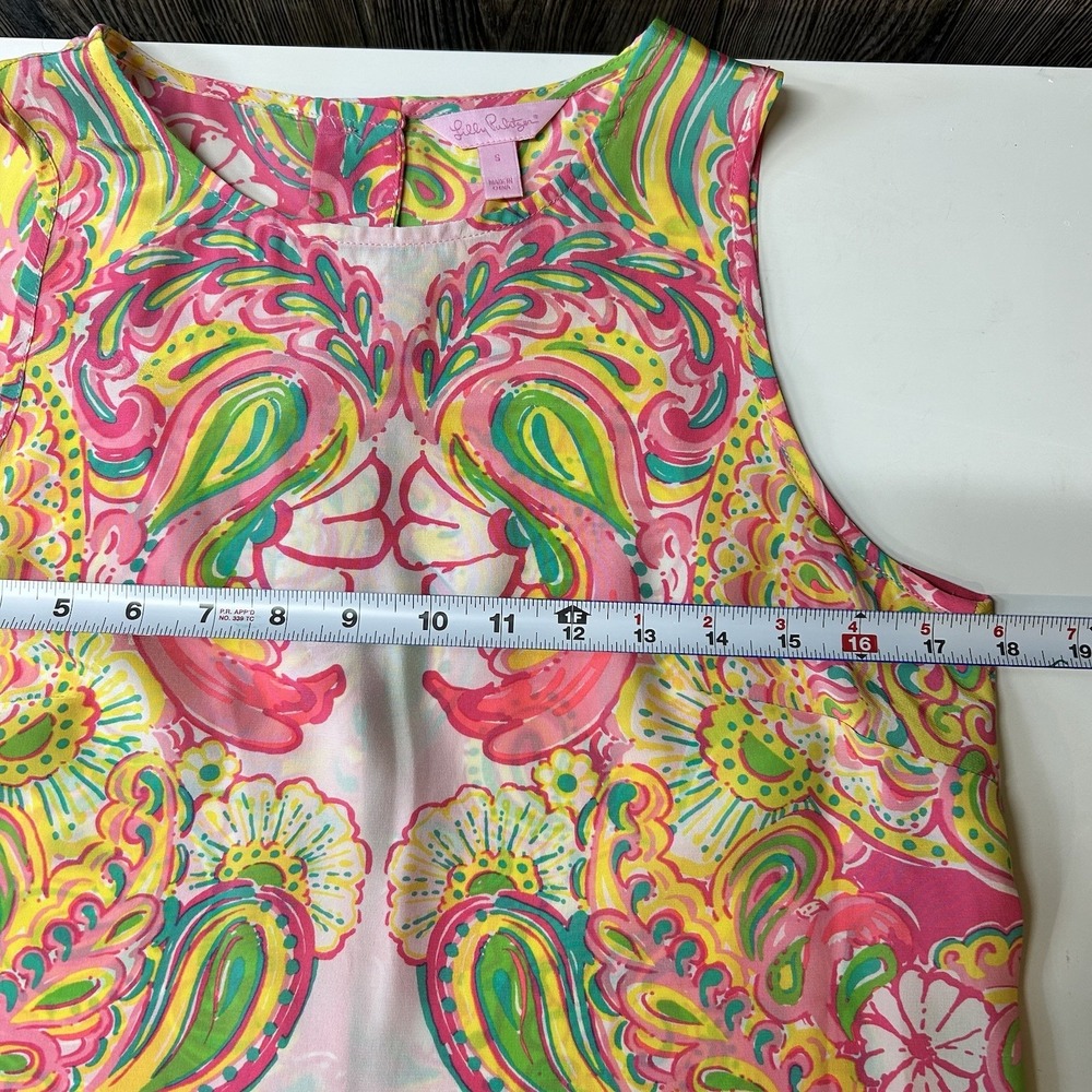 Lilly Pulitzer Iona Sleeveless Silk Tank Top Bitty Pink Double Trouble Small - Picture 6 of 7